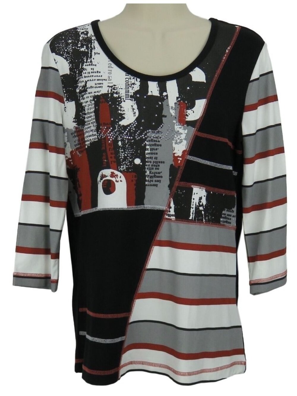 Orly City Limits Top Womens Size Small Stretchy Studs Black Red White NWT's